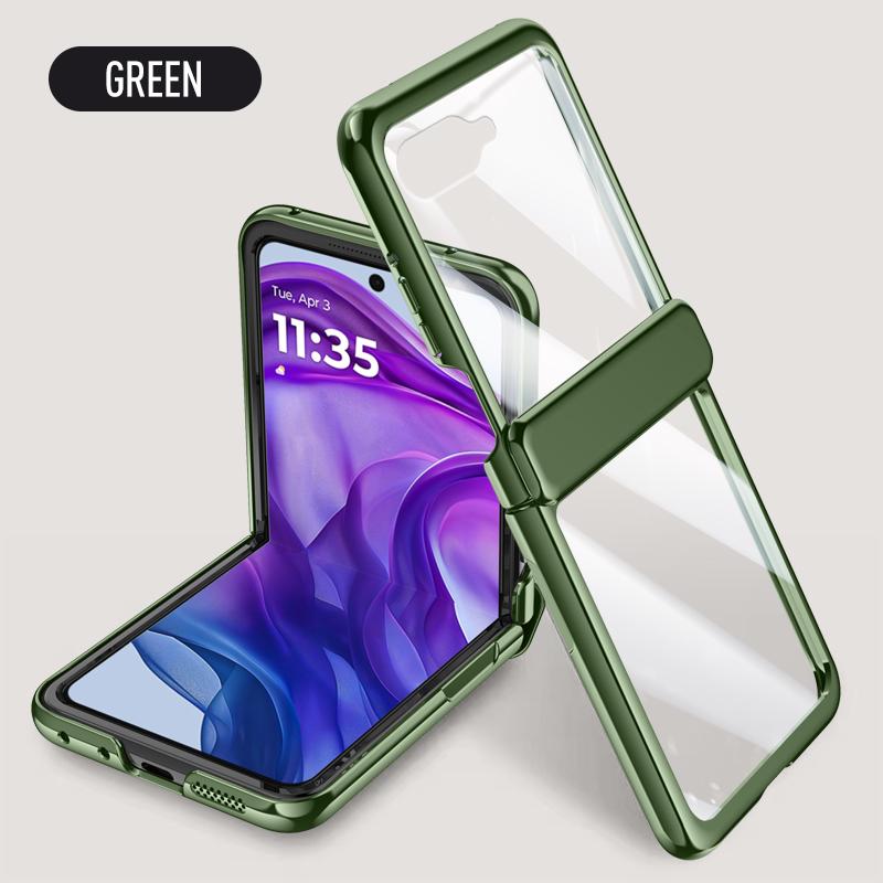 

For MOTO Razr 50 50 Ultra Plated Hinged Automatic Spring 360° Full Protection Anti-Drop with Tempered Film Front Film Phone Case MOTO Razr 50 Ultra