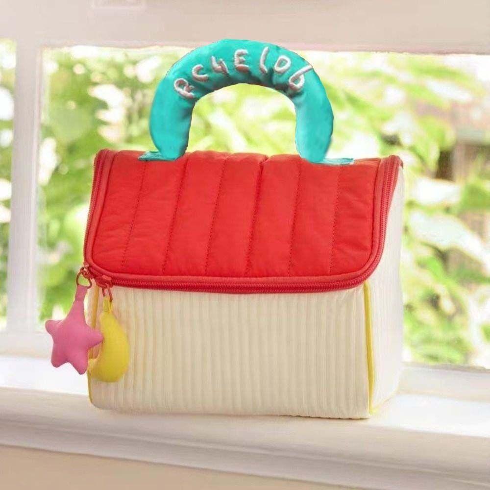 House-shaped Cute Cabin Makeup Bag Kawaii Portable Storage Bag Handheld Cosmetic Case Toiletry Bag