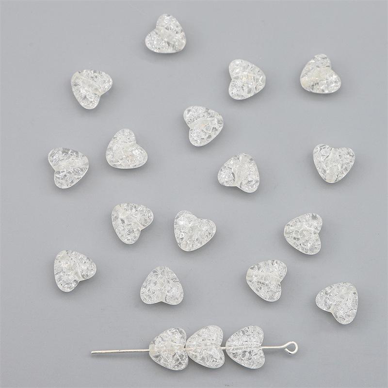 Colorful Acrylic Small Peach Heart Burst Flower Beads Cracked Beads Loose Beads Handmade DIY Hand String Beads Bracelet Accessories Materials