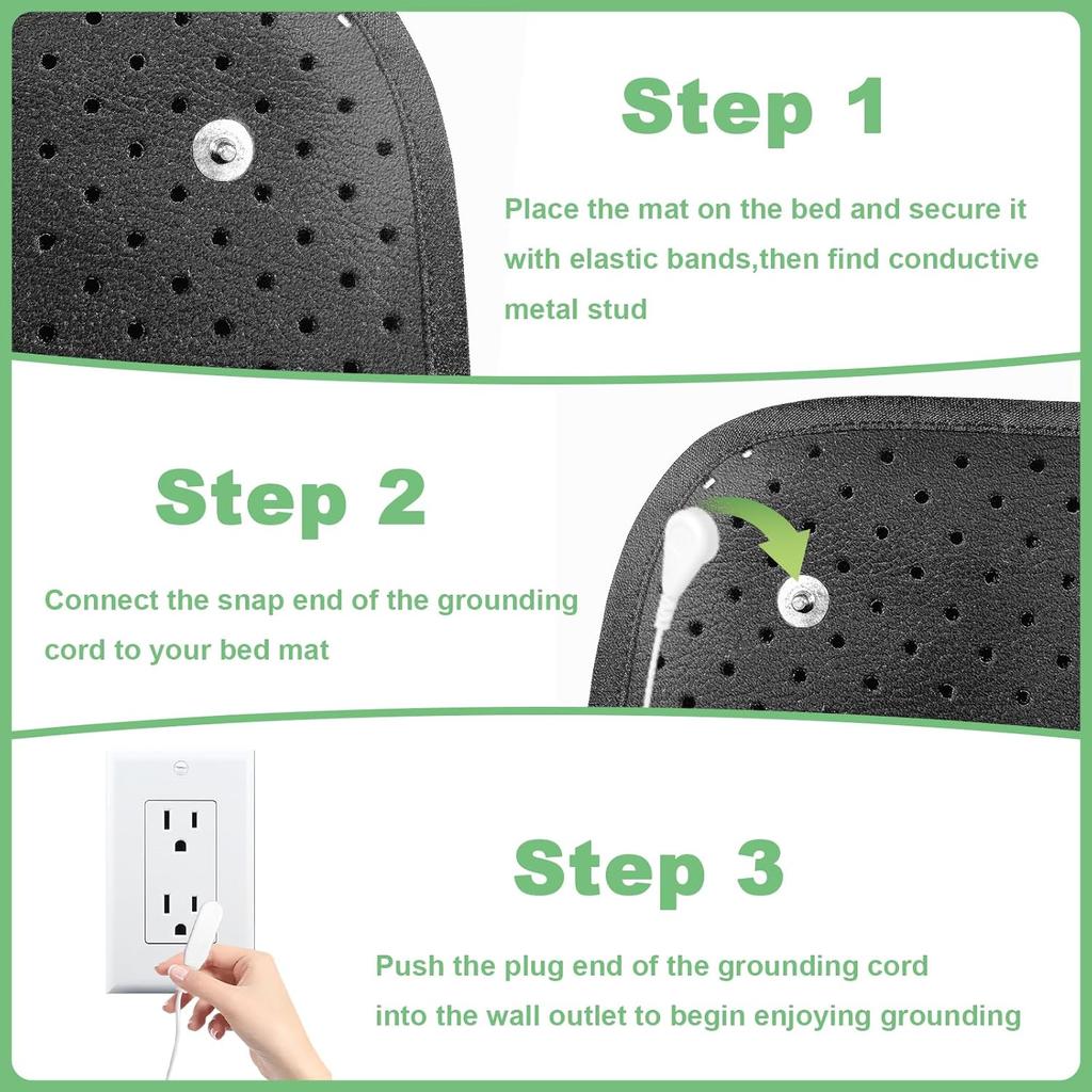 Grounding Mat for Bed 68cmWidth Earthing Mat Grounding Pad for Better Sleep Pain Stress Relief Conductive Carbon Fiber with Cord