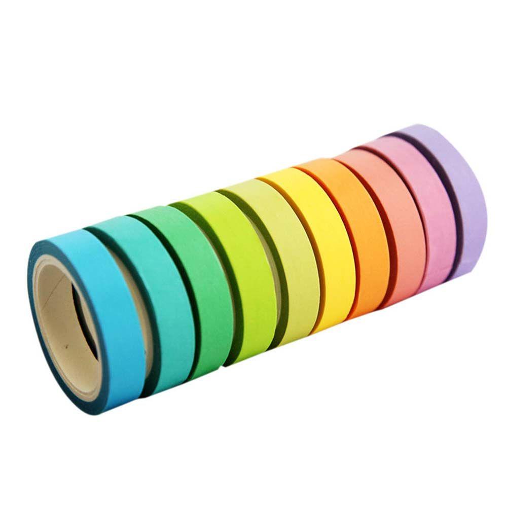 

Supplies Rainbow Color Sticky Stationery Decorative Tape Masking Sticky Paper Solid Color Tape Set 10colors
