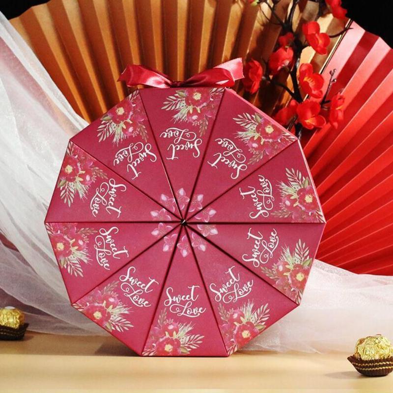 10 PCS/Lot Triangle Shape Wedding Party Favor Boxes Creative Chocolate Candy Storage Packaging Boxes Cake-shaped Sugar Boxes