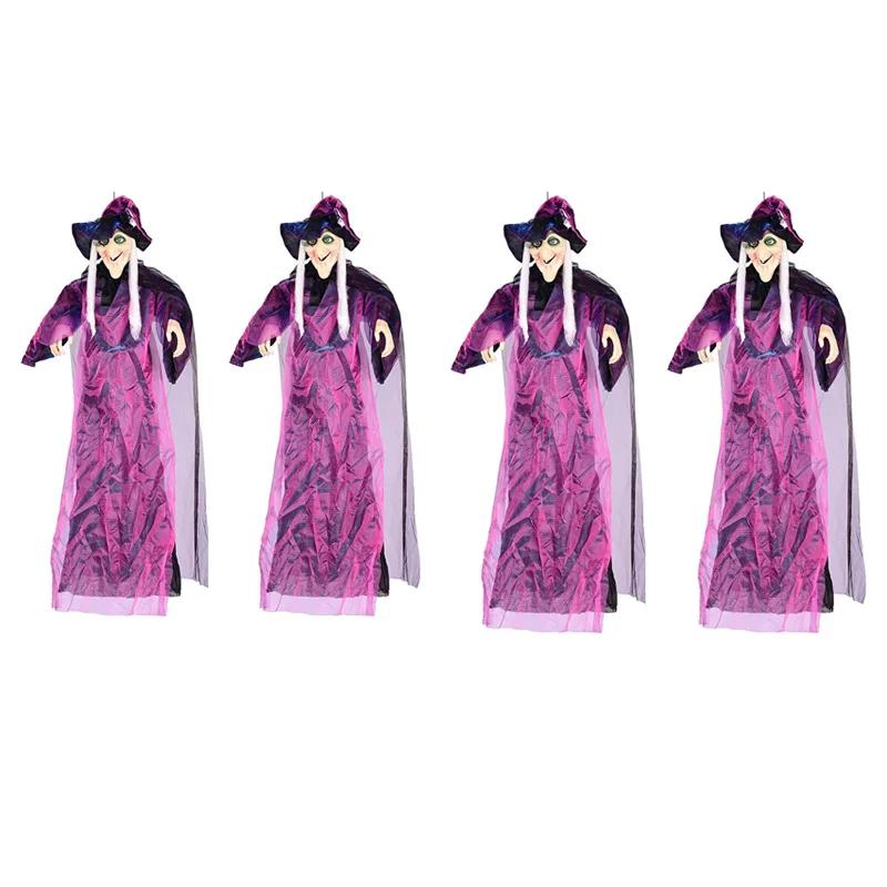 1-4PCS Halloween Decoration Props Voice-activated Glowing Witch Hangman Haunted House Escape Scene Decoration Outdoor Decoration