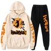 Volleyball Boy Hoodies Pants Sets Anime Suit Sweatshirt Streetwear Men Women Pullover Suit Tracksuit Sportwear Spring Autumn