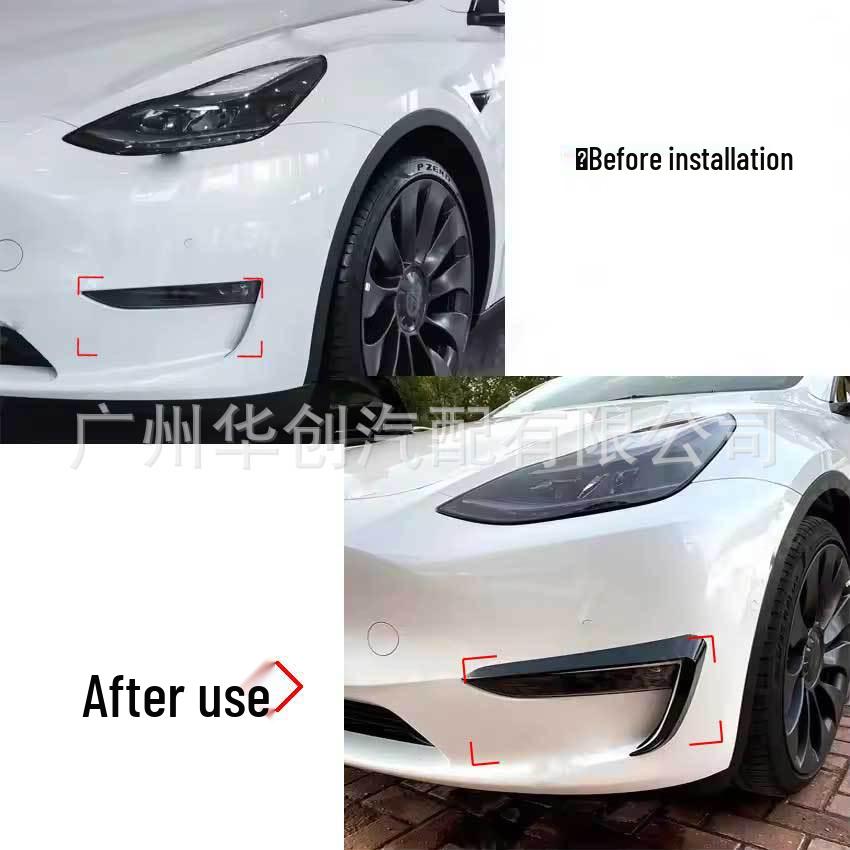 Front Bumper Fog Light Trim & Wind Deflector Panel for Tesla Model Y (2017-2023)