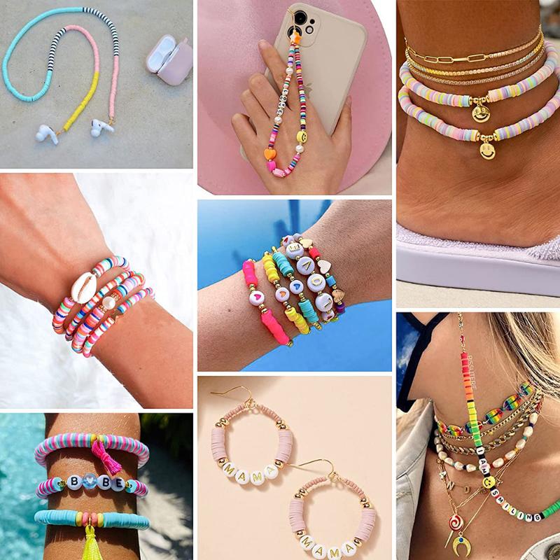 1750PCS/BOX Mix Polymer Clay Acrylic Jewelry Making Kits Soft Pottery Spacer Beads Bracelet Necklace DIY Kits Sets