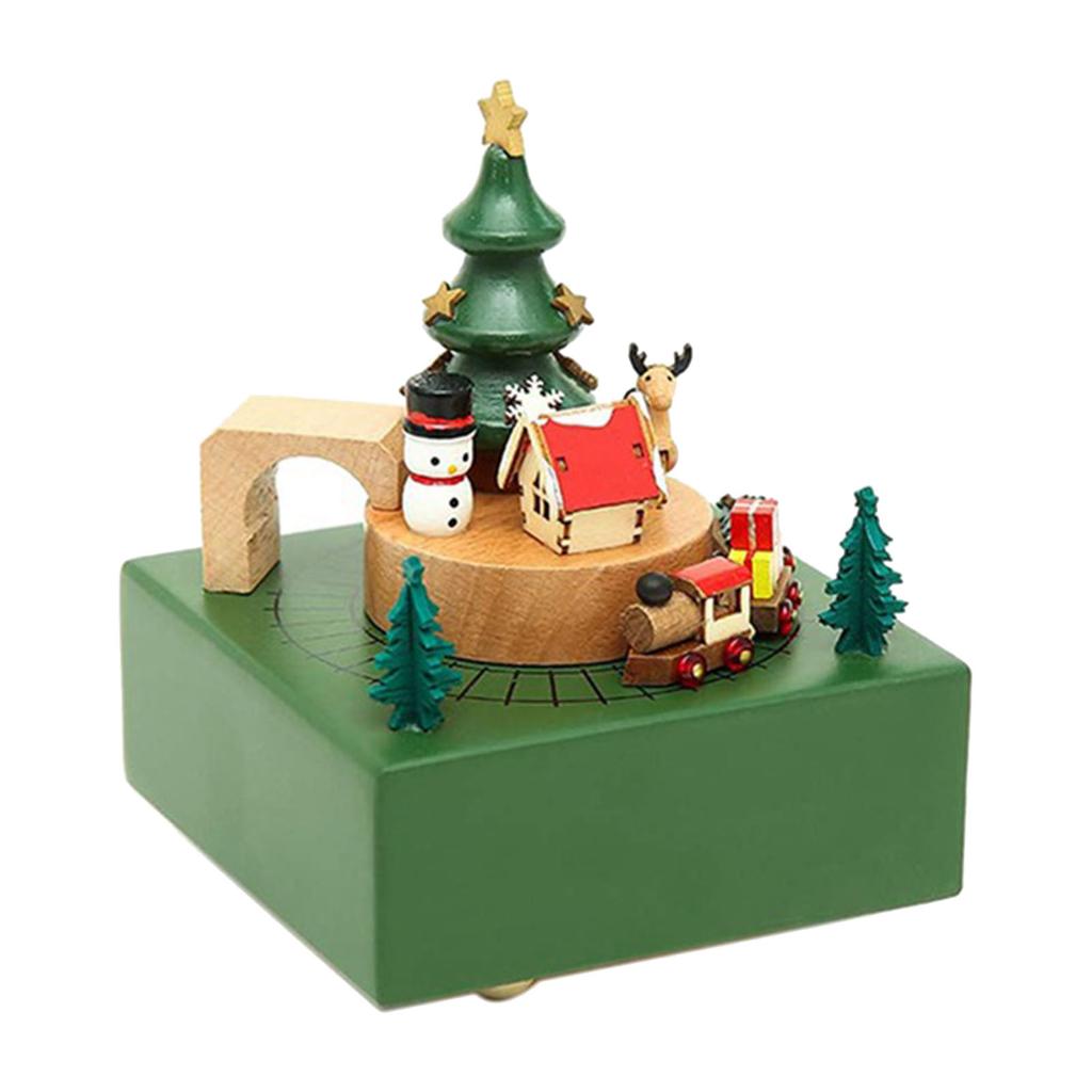 Wooden Train Music Box for Girls Boys Real Details Clear Wood Grain Christmas Train Musical Box