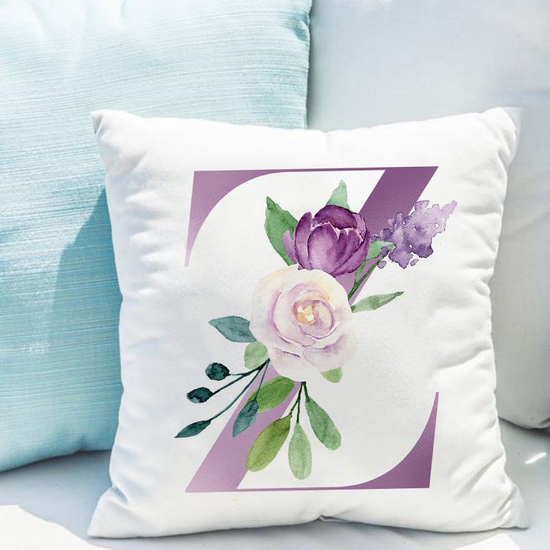 

Наволочка 45x45см с фиолетовым принтом букв, чехол для подушки на диван, офисная простая декоративная подушка 16x16Inch