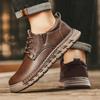 Mens Leather Casual Shoes Lightweight Comfortable Soft Soled Walking Shoes Lace Up Daily Commuting Business Sneakers for Man