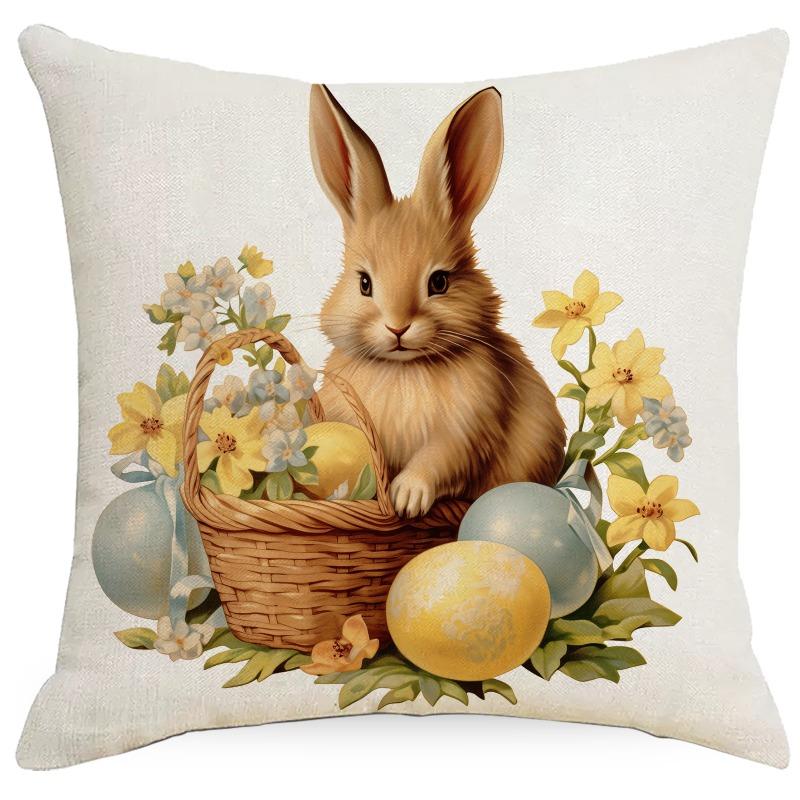 New Fashion Easter Cartoon Rabbit Easter Egg Pattern Series Cushion Cover 45cm Printed Home Decoration Sofa Pillowcase
