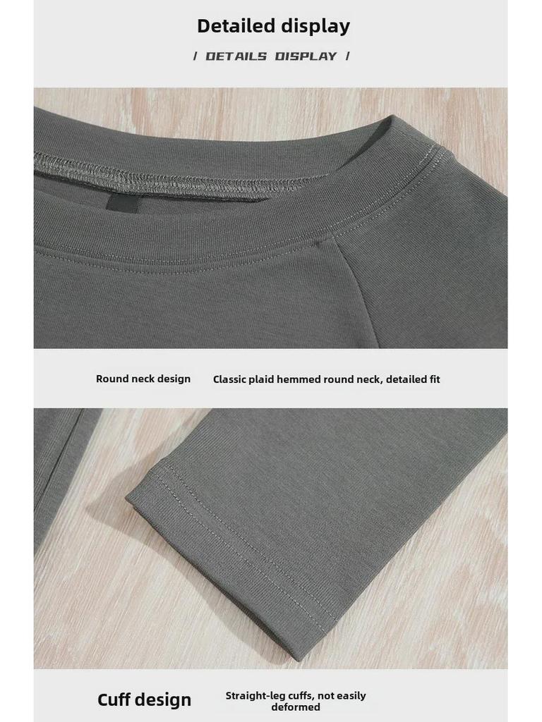 Women's 2024 Autumn Slim Fit Cotton Long-Sleeve Round Neck Embroidered Top