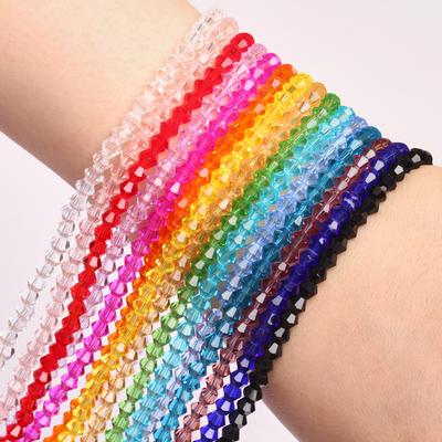 About 80-90Pcs 1 String Diy Supplies Handmade Fashion Crystal Glass For Jewelry Making Czech Beads Seed Beads 4MM Bicone Loose Beads Gift