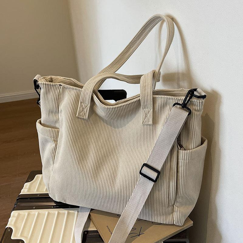 Casual corduroy messenger women's bag autumn and winter new literary and lazy wind large-capacity commuting shoulder tote bag