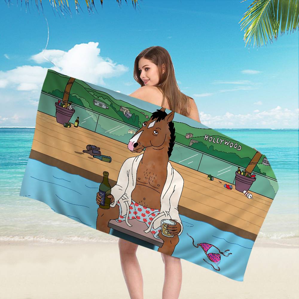 Animation B-BoJack H-Horseman Mikrofaser Strandtuch Saugfähig Schnelltrocknend Weich Yoga Schwimmen Resort Bergsteigen Handtuch