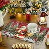 4/6/8pcs New Christmas Placemat Festival Decoration Set Santa Claus Linen Tableware Pads Tablecloth for Christmas Celebrations