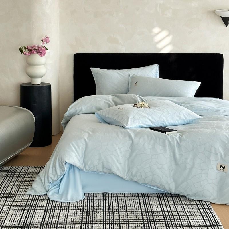 60S Cotton Sateen Jacquard Bedding Set Solid Color Bed Linen