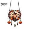 Creepy Skeleton Theme Decor Halloween Acrylic Love Heart Wreath Ornament, Cartoon Owl Ghost Witch Festive Hanging Decoration Decor, Party Pendant with