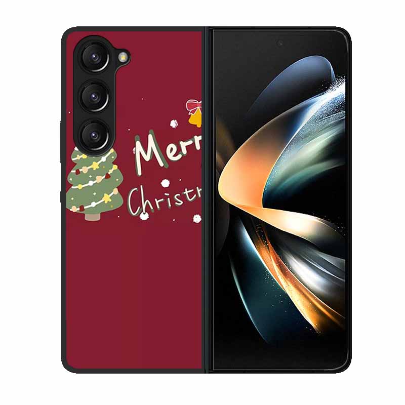 Christmas Case For Samsung Galaxy Z Fold 6 5 4 3 Cover Fold5 Fold4 Lovely Black Hard Plastic PC Cover For Galaxy Z Fold5 5G Case