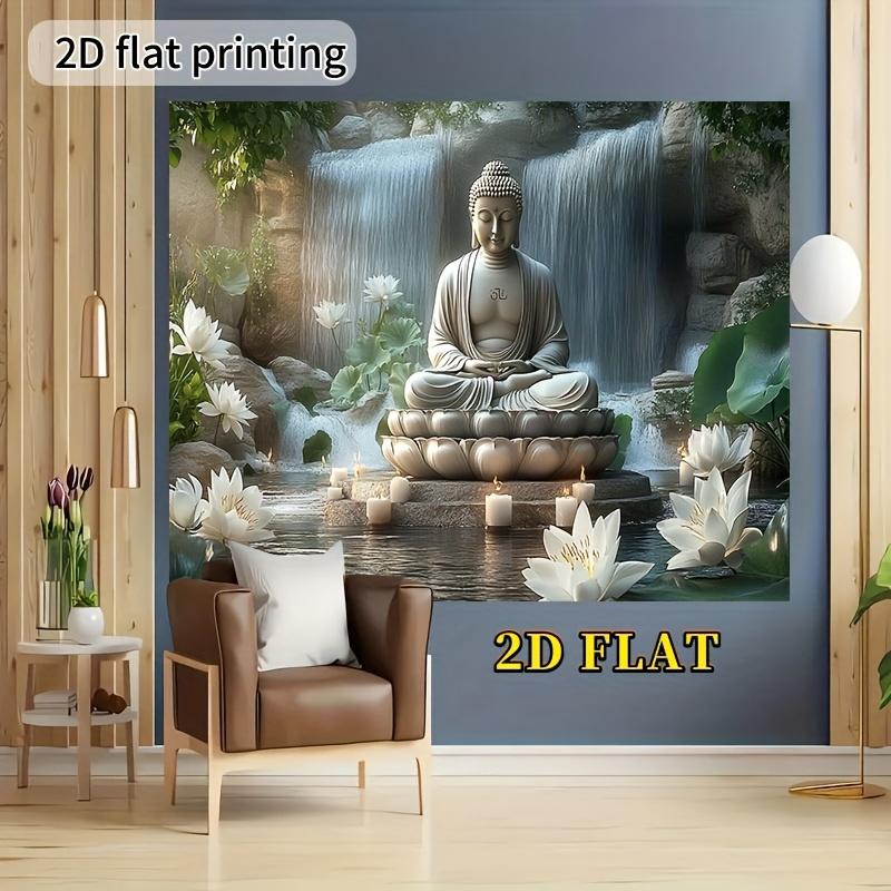 VIKAMA Zen Waterfall Buddha Tapestry Yoga Meditation Living Room Sofa Background Wall Atmosphere Decorative Tapestry