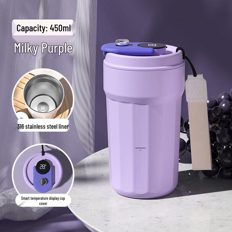 Leopard Smart Temperature Display Stainless Steel Coffee Cup