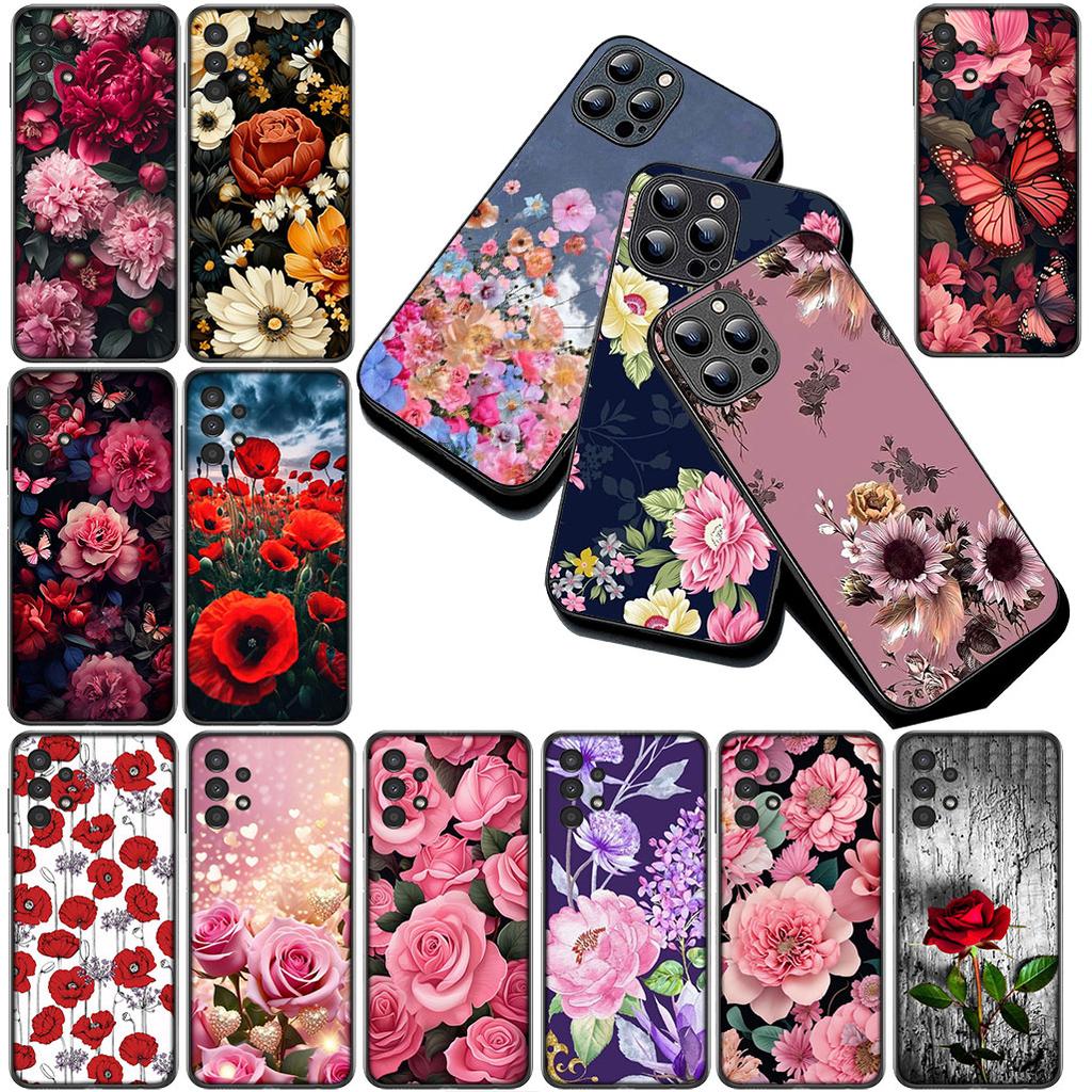 Cover for Xiaomi Poco C75 C65 C85 X7 X6 M8 F7 F8 Ultra F6 Pro Casing Phone Case Red Rose Flower Elegant Bloom Pink Peony