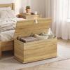 Storage Chest with Hinged Lid, 80 x 40 x 45 cm, Natural Wood