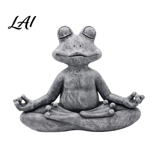 Tranquil Resin Figurine for Entrance Hall Meditation Animal Ornament Zen Statue Stress Relief Sitting Figurines Outdoor Decor Cat/Dog/Frog Sculpture