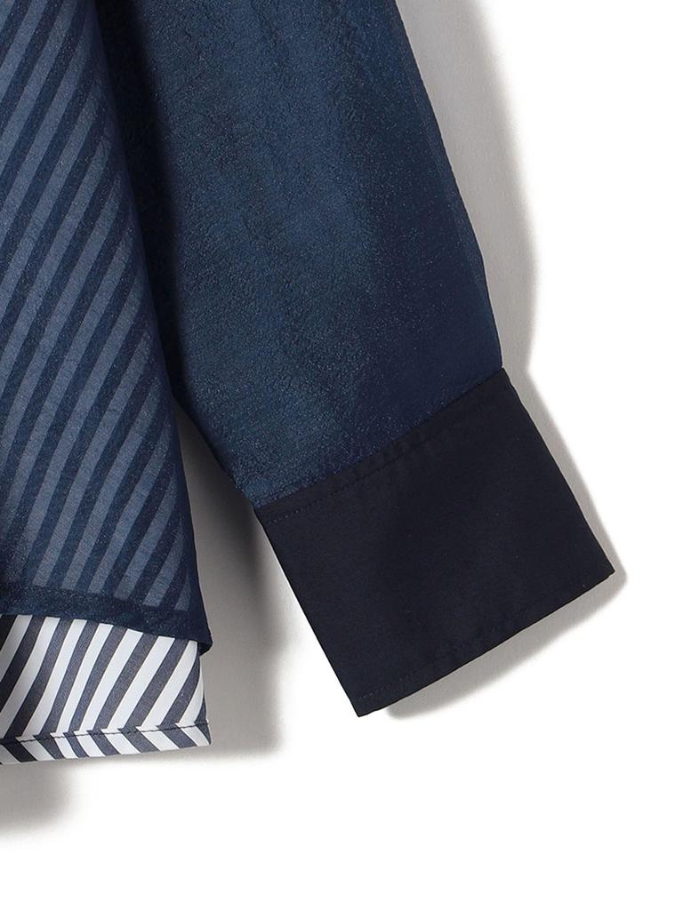 SHIPS for women Web Hand Mixed Material Waist Tuck One Size Blouse, Exclusive, Washable, Blouse, Navy, 311150620,