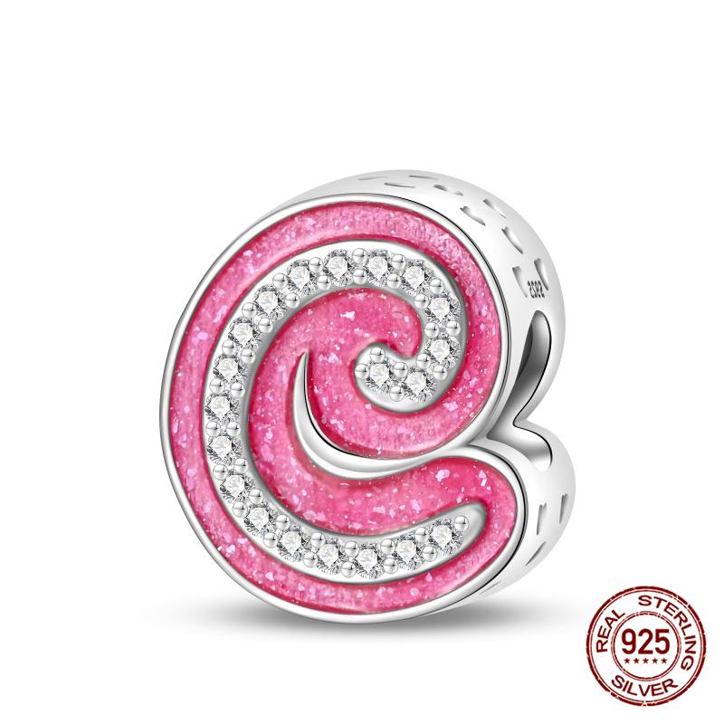 Authentic Pink Charm Bead Charms Bead Charms Copper 26 Letter Charm Bead Charms Compatible With Authentic Bracelets Do It Yourself Jewellery Making Wo
