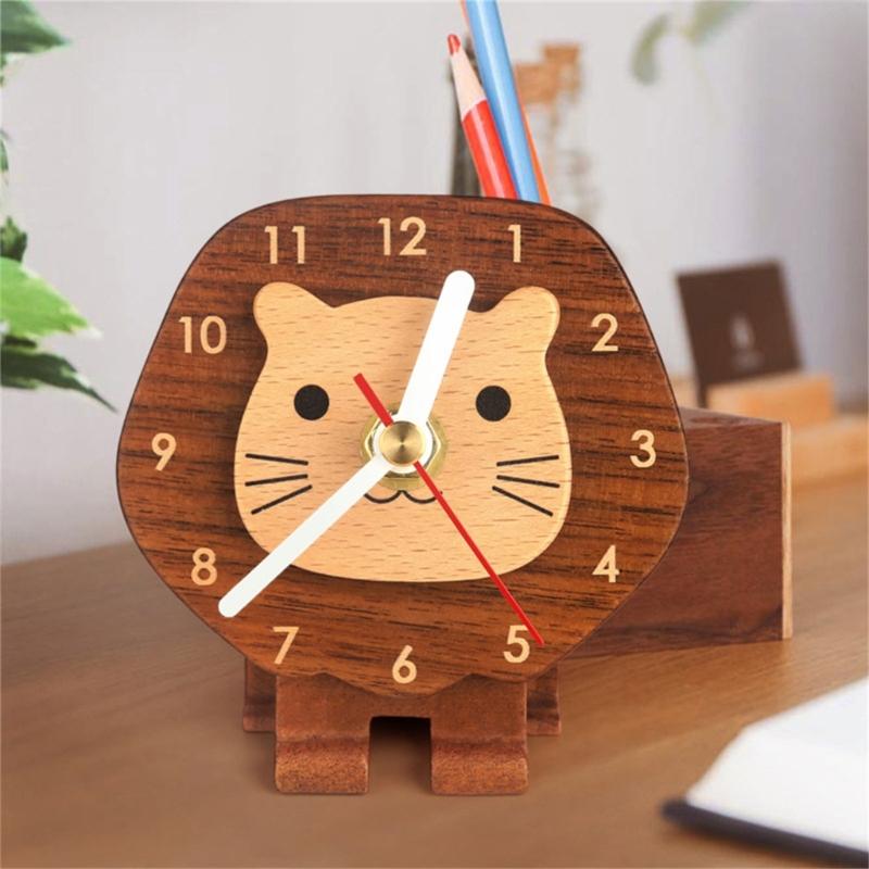 Elegant Solid Wood Clock Small Size and Cartoon Designing For Quiet Home Decoration Quiet Mechanism