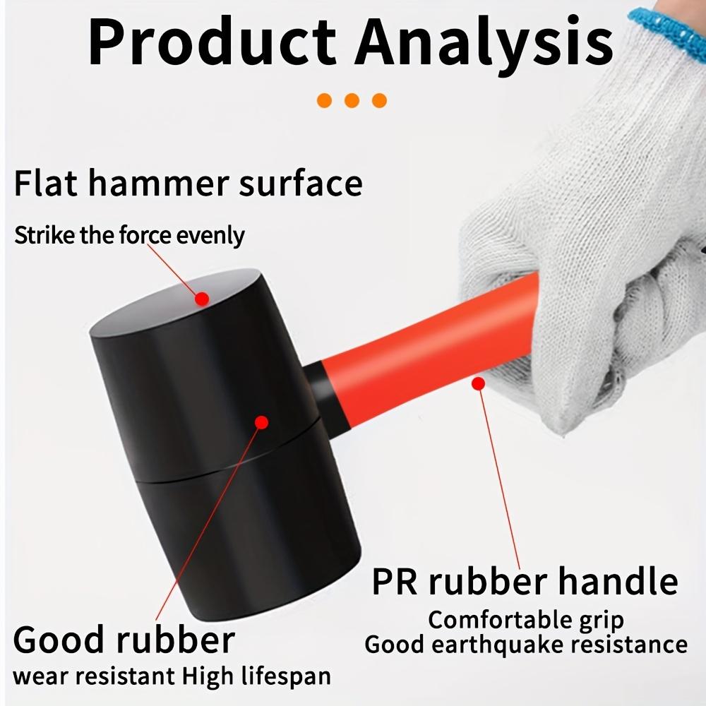 Multi-functional double-headed rubber mallet high elastic rubber hammer head anti-slip fiber handle silent tapping