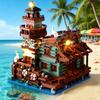 DIY DIY Assembly Building Blocks with Mini Figures Fishing Village House Street View House Model DIY Desktop Decoration Kids Christmas Gift
