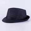 Jazz hat, linen solid color top hat, men's and women's crimped couple's sun hat