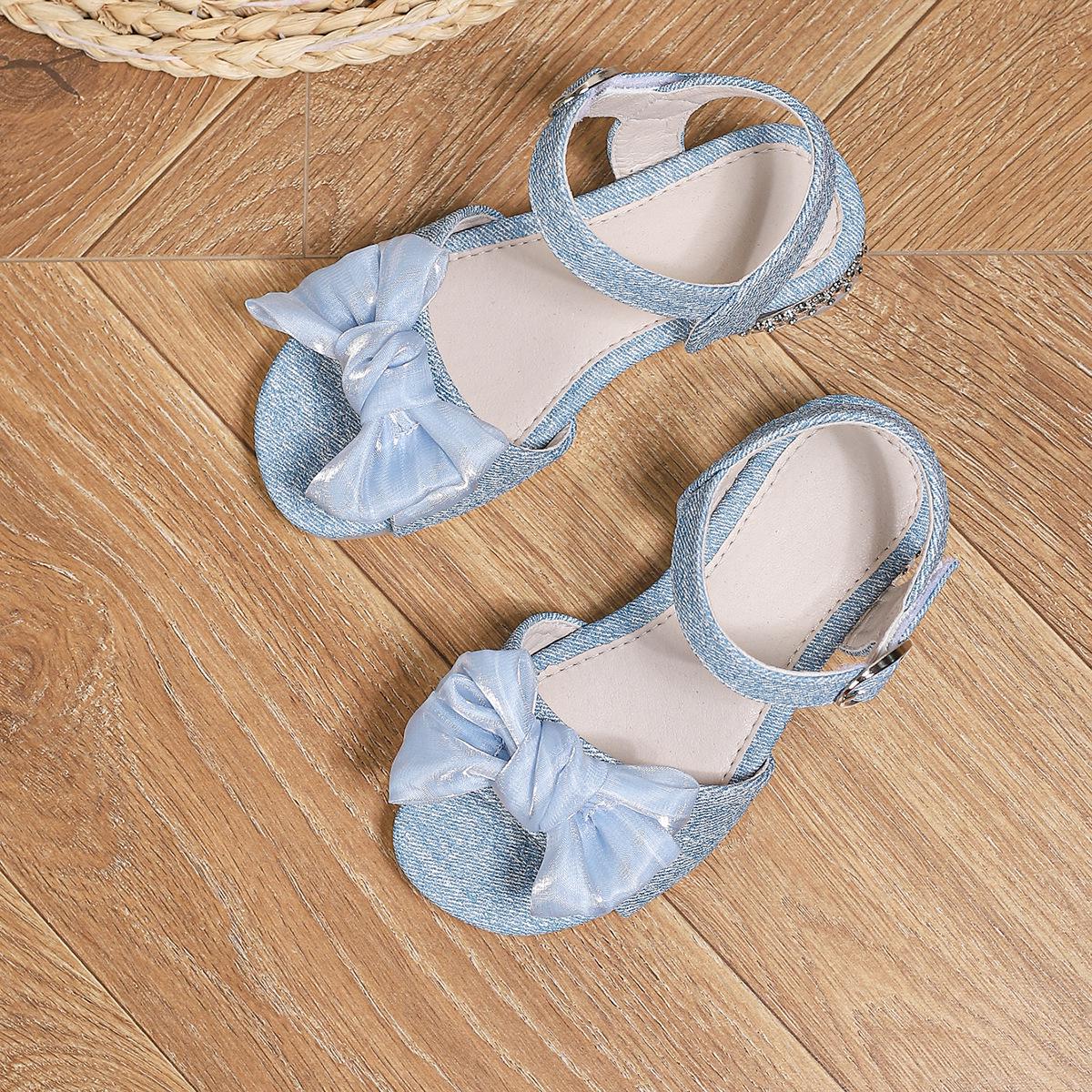 Girls  Multi-Color Bow Mesh Sandals – Summer Soft Sole, Non-Slip Casual Shoes 30 синий