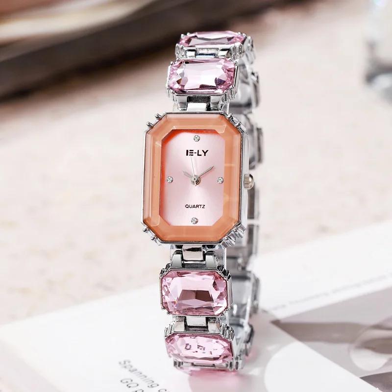 

Top Brand Luxury Water Diamond Original Women Square Quartz Watch Movement Fashion Bracelet Watches Montre Femme Gifts