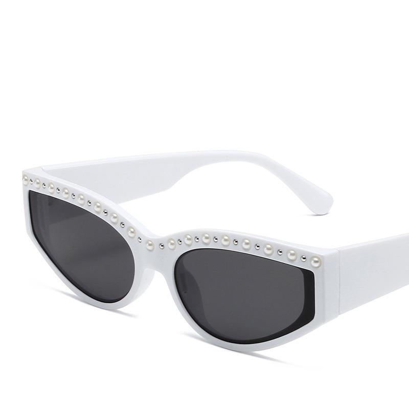 

Винтажные солнцезащитные очки «кошачий глаз» с бриллиантами, женские солнцезащитные очки со встроенным жемчугом, женские модные очки для вождения as shown