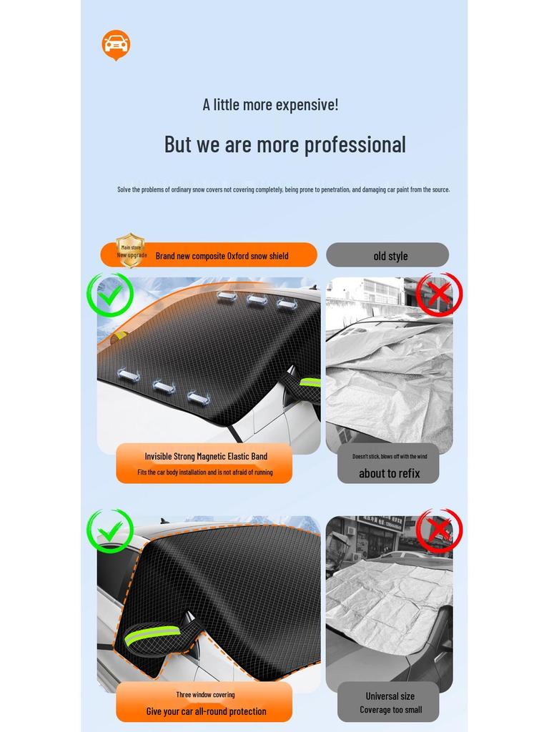 Verdickte Magnetische Wasserdichte Auto Schneeabdeckung - Vergrößerte Windschutzscheibe Halbkörper Oxford Tuch Winterschutz