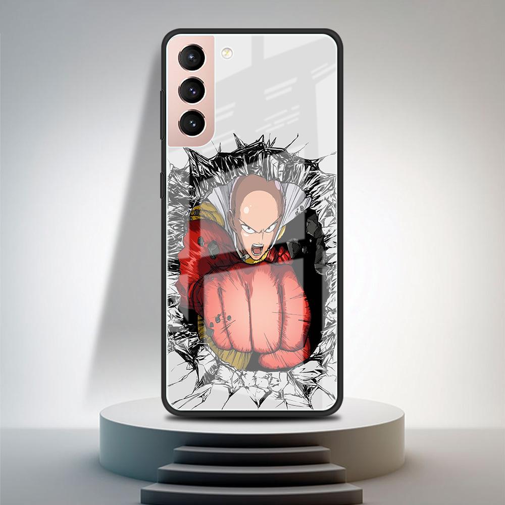 

Чехол из закаленного стекла для Samsung Galaxy S21 Ultra S20 FE S10 Plus Note 20 10 Lite S9 S8 9 S10e, чехол для телефона в стиле аниме One Punch Man Samsung Note 9
