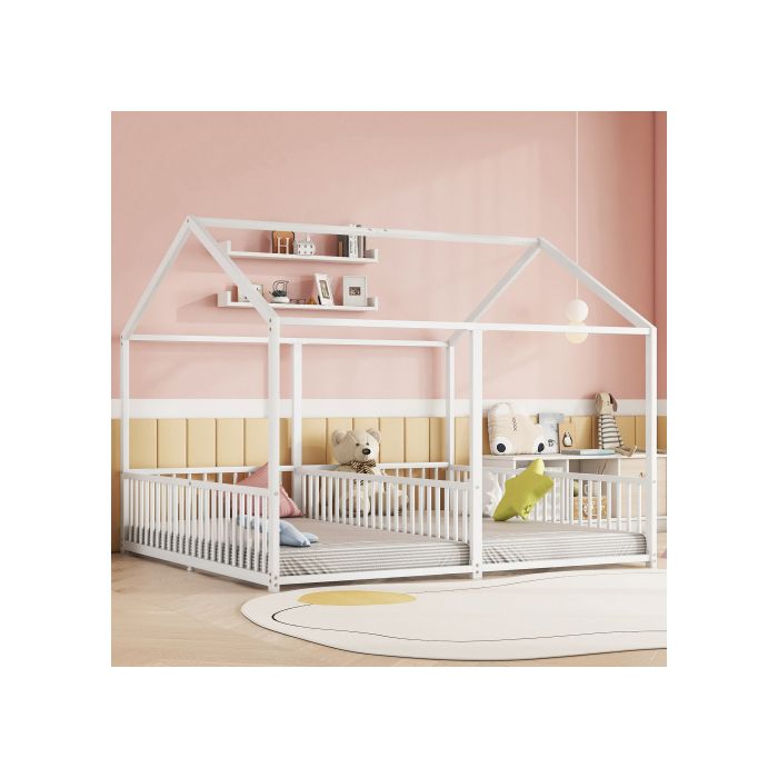 Lit En Métal - MUVOE - 90x200 Cm - Design Maison - 2 Places - Blanc