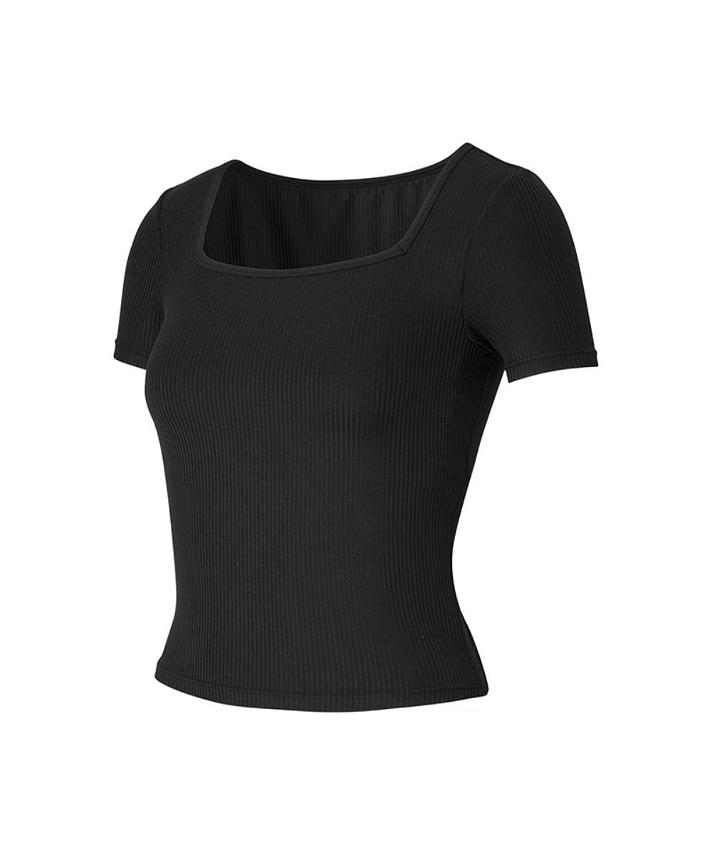 Xexymix Soft Ribbed Square Neck Top Black Black/Xl