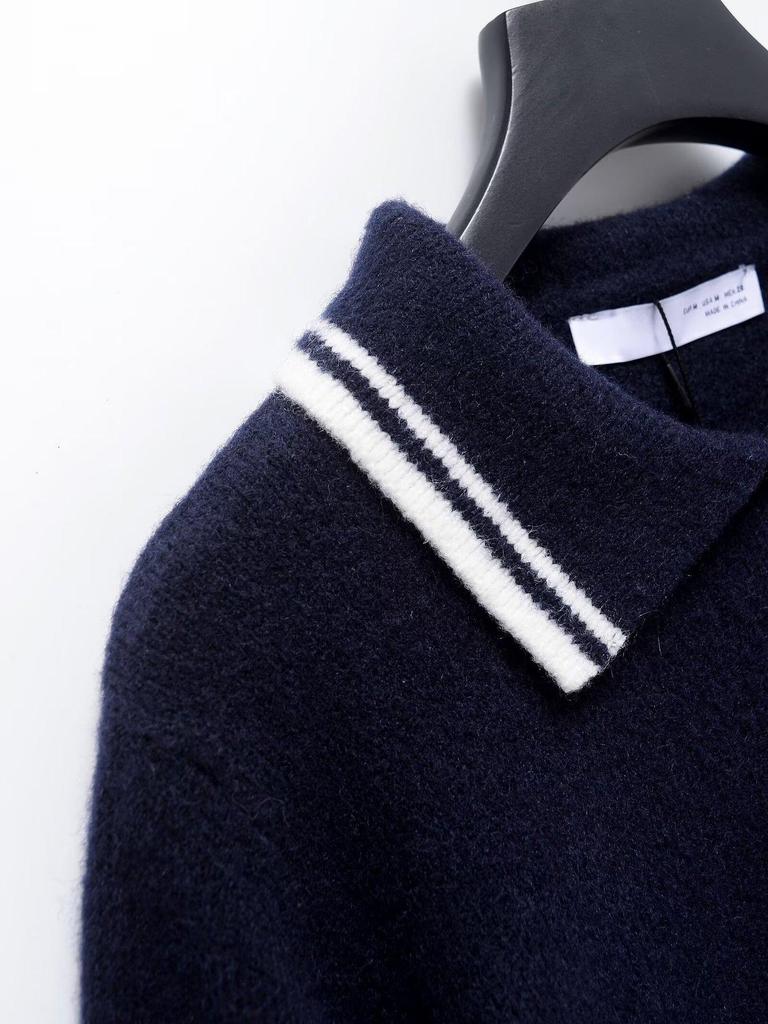 2024 Autumn/Winter Women's Fashion: European & American Style Polo Collar Knitted Sweater