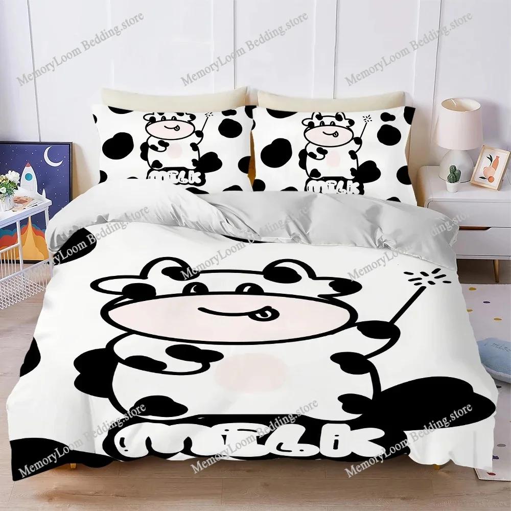 Black and White Cow Duvet Cover Set Home Style Bedding Soft Laundry Cotton Bed Four Seasons Student Dormitory Home Textileextile