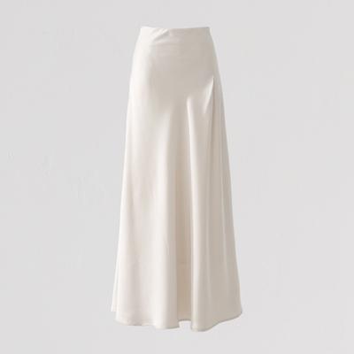 Streaming Minimalist Draped Slim A-line Skirt for Women, Summer, Skin-friendly, Silky and Versatile High-waist Midi Skirt for Women, Summer