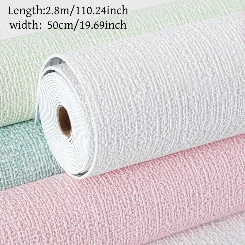 1PC 2.8mx50cm Linen Wallpaper Self-adhesive 3D Home Renovation Dirt-resistant Snd Moisture-proof Foam Wall Stickers