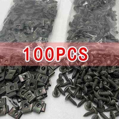 Mixed Car Motorcycles Metal Screw Tapping Fastener Clip U-Type Clip with Screw Anti-rust Protection Clip Screw Buckle Iron Sheet