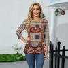 Women Casual Three Quarter Sleeve Oktoberfest Print Round Neck Top Fashion Loose Fit Lightweight Pullover Shirt for Autumn