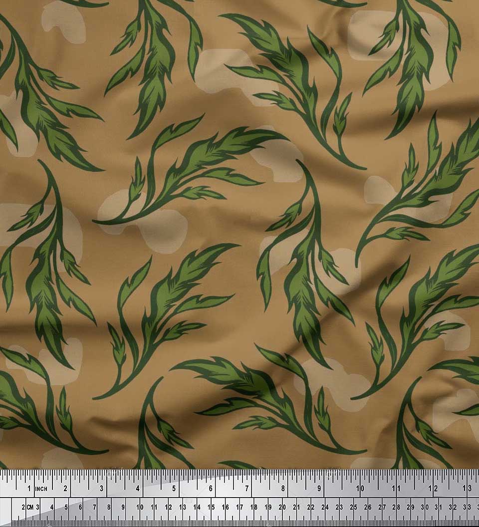 

Японська креп-атласна тканина Soimoi. Художні принти на тканині з листям на метри 42 дюйми 42 Inch Wide - Poly Crepe коричневий