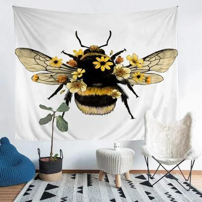 Bee Daisy Flower Pattern Tapestries Bohemian Hippie Psychedelic Tapestries Wall Hanging For Home Dorm Bedroom Living Room Decor