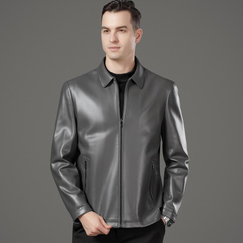 

Новая мужская кожаная куртка, куртка среднего возраста из замши, деловая повседневная утолщенная теплая куртка из овчины для папы 195