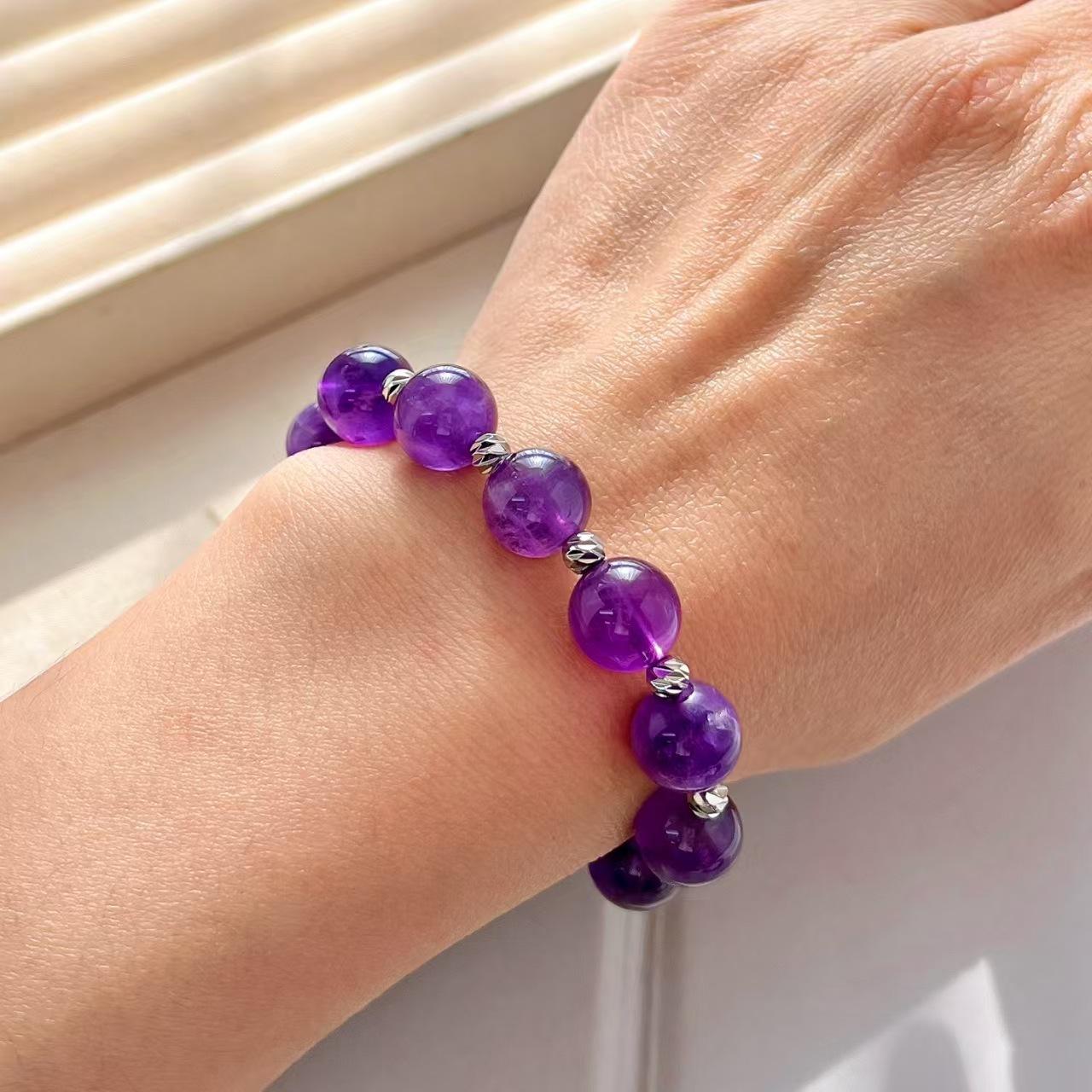 10Mm Retro Natural Amethyst Bracelet Basic Commuter Bracelet